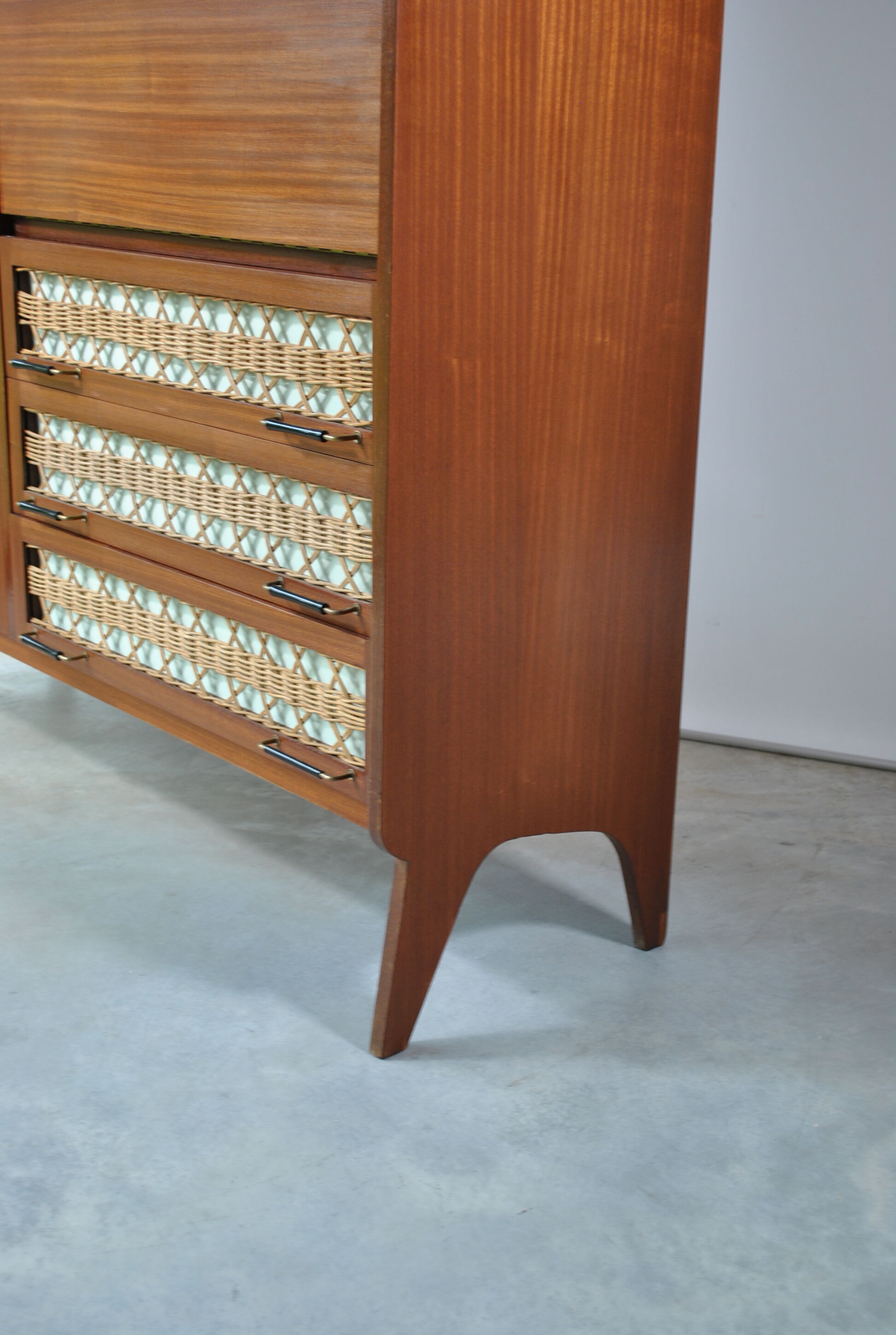 Rattan secretary cabinet 1960