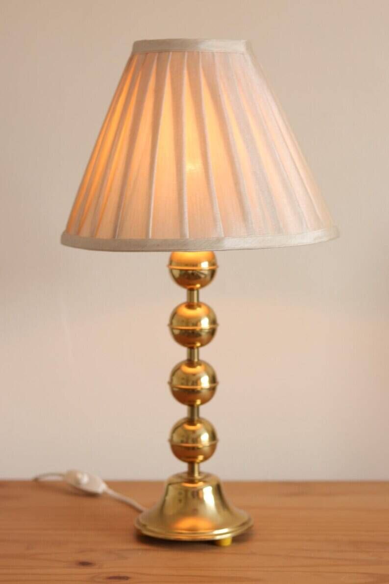 Pair of Vintage Swedish Table Lamps in Polished Brass, Signed Aneta