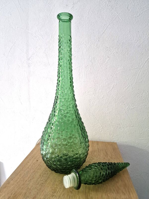 Carafe bouteille décorative  en verre bullé empoli italienne