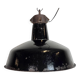 Industrial Black Enamel Factory Lamp with Cast Iron Top, 1950s