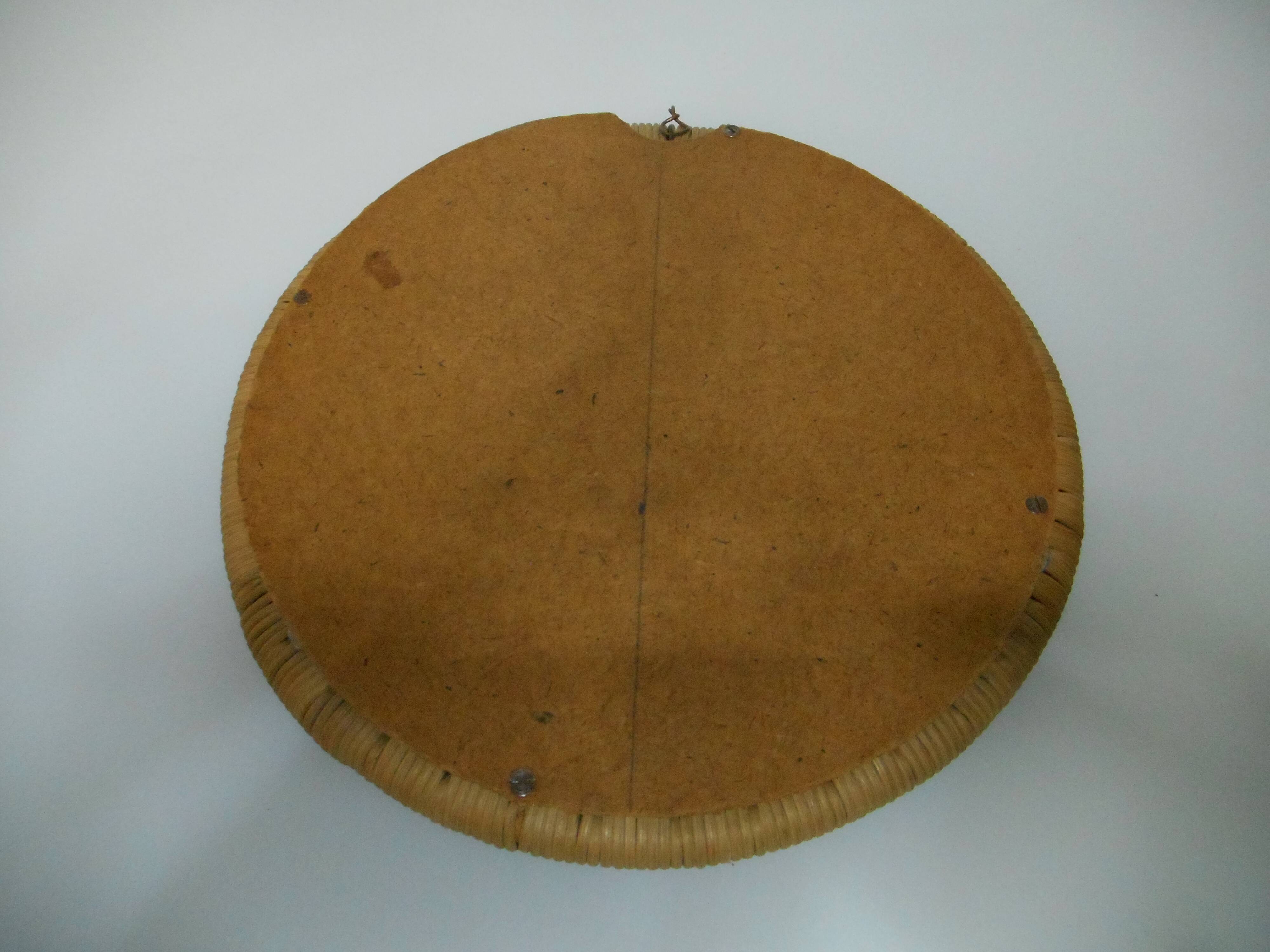 Miroir de sorcière bois et rotin années 60 26cm