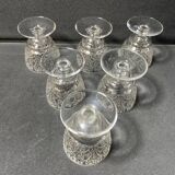6 stamped Baccarat Lulli wine glasses