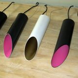 Set of 5 multicoloured cylindrical bar pendant lights, 1970s