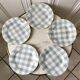Lot de 5 assiettes plates digoin sarreguemines modèle "écossais" vichy bleu ciel années 40-50