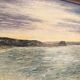 Oil painting knife beach sea sunset cliff signed canda