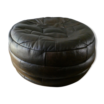 1960s leather patchwork pouf