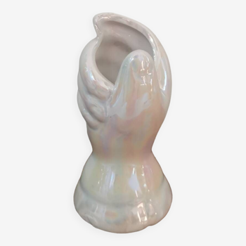 Vintage ceramic soliflore iridescent hand shape