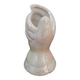 Soliflore céramique vintage forme main irisé