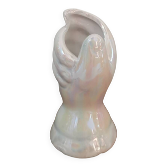 Vintage ceramic soliflore iridescent hand shape