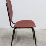 Vintage 70s chair in black lacquered metal and atypical red vinyl