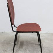 Vintage 70s chair in black lacquered metal and atypical red vinyl