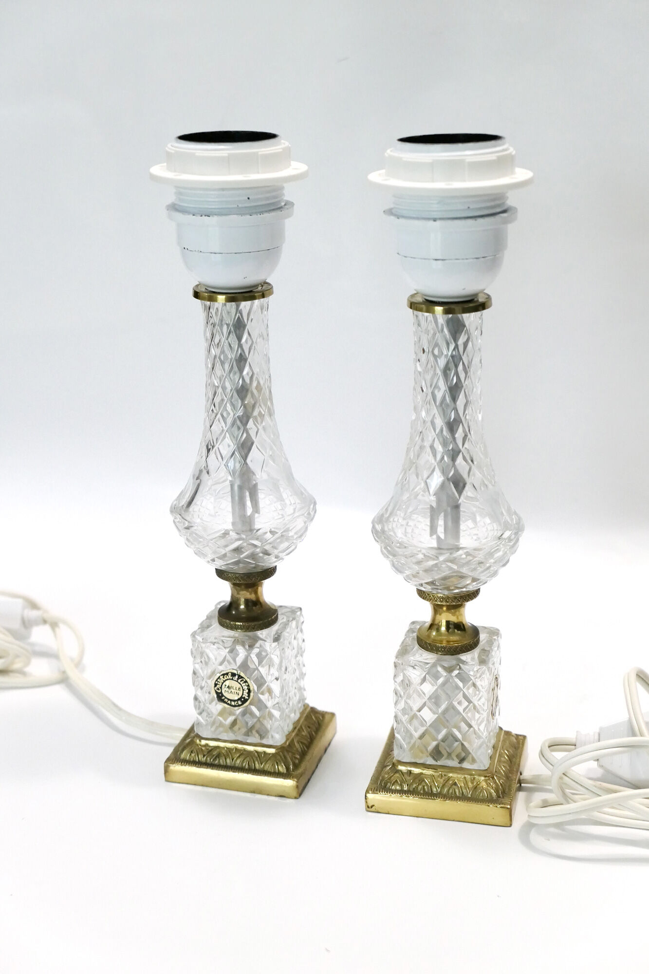 Paire de lampes de table néo-classique cristal d'albret