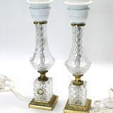 Paire de lampes de table néo-classique cristal d'albret