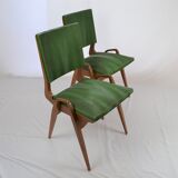 Pair of beech chairs from Maurice Pré