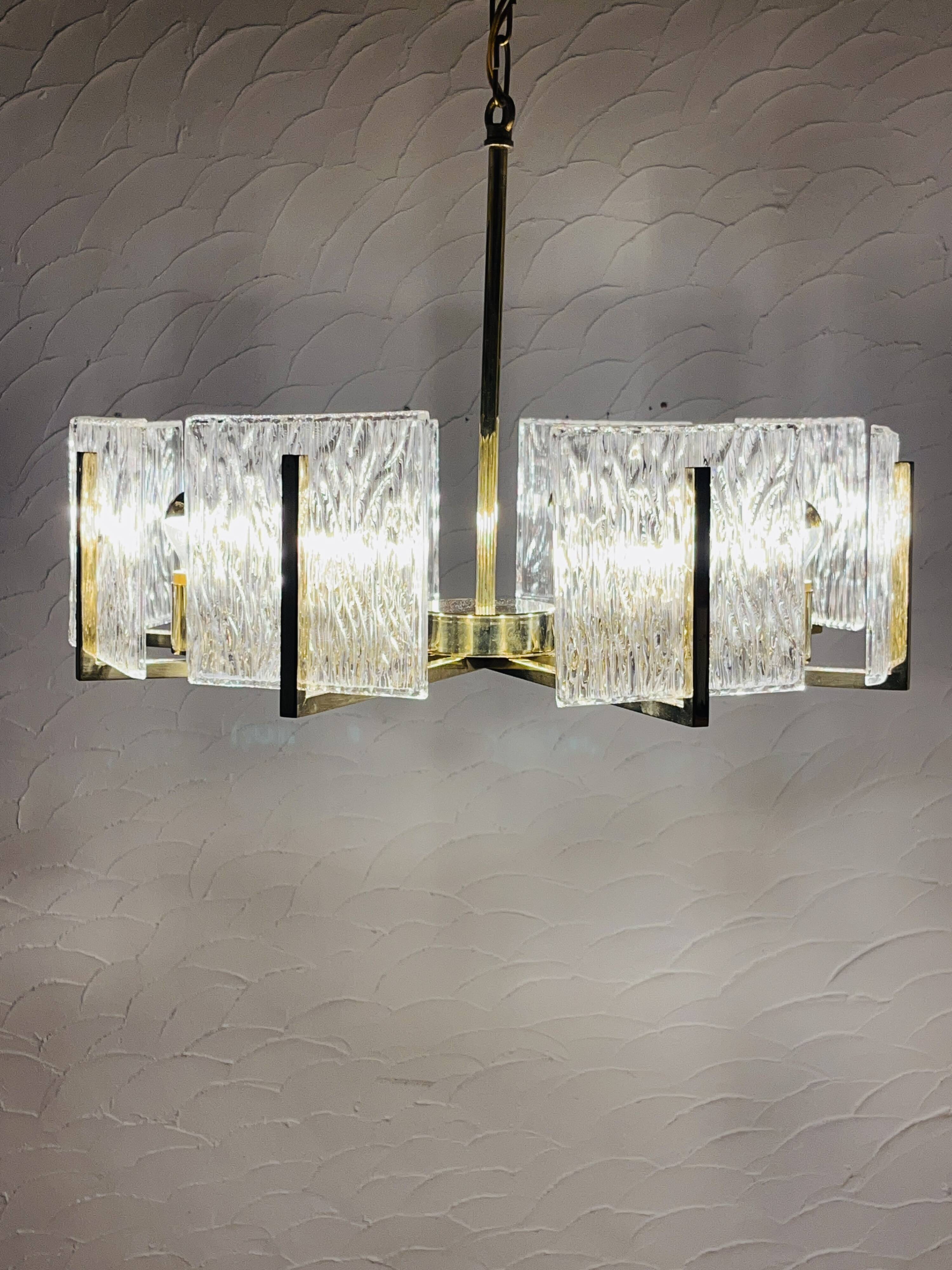 Lustre vintage en laiton Iceberg