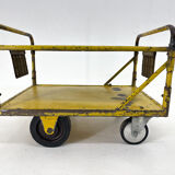 Vintage industrial coffee or side table on wheels