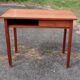 Teak veneer desk, curved feet