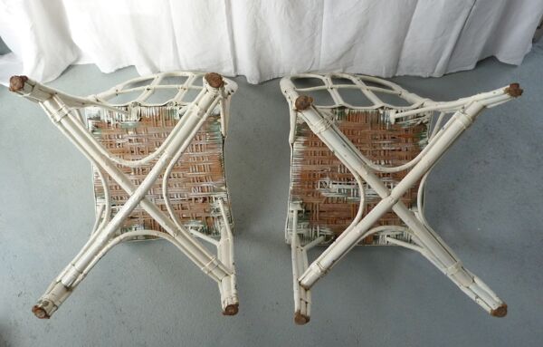 Paire de chaises en bambou et rotin
