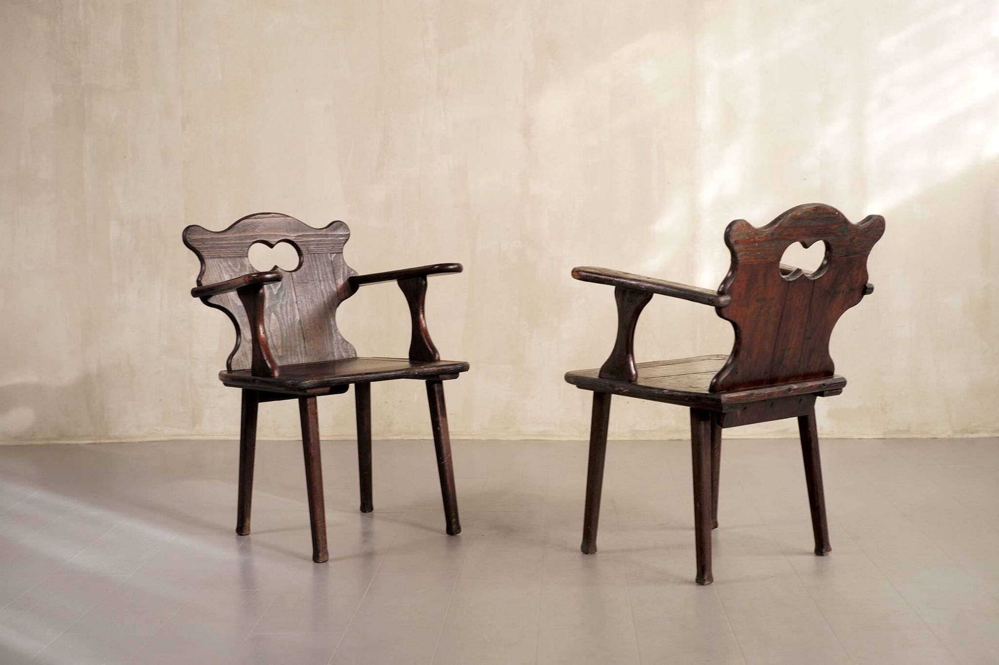 Pair of Savoyard armchairs, France 1950