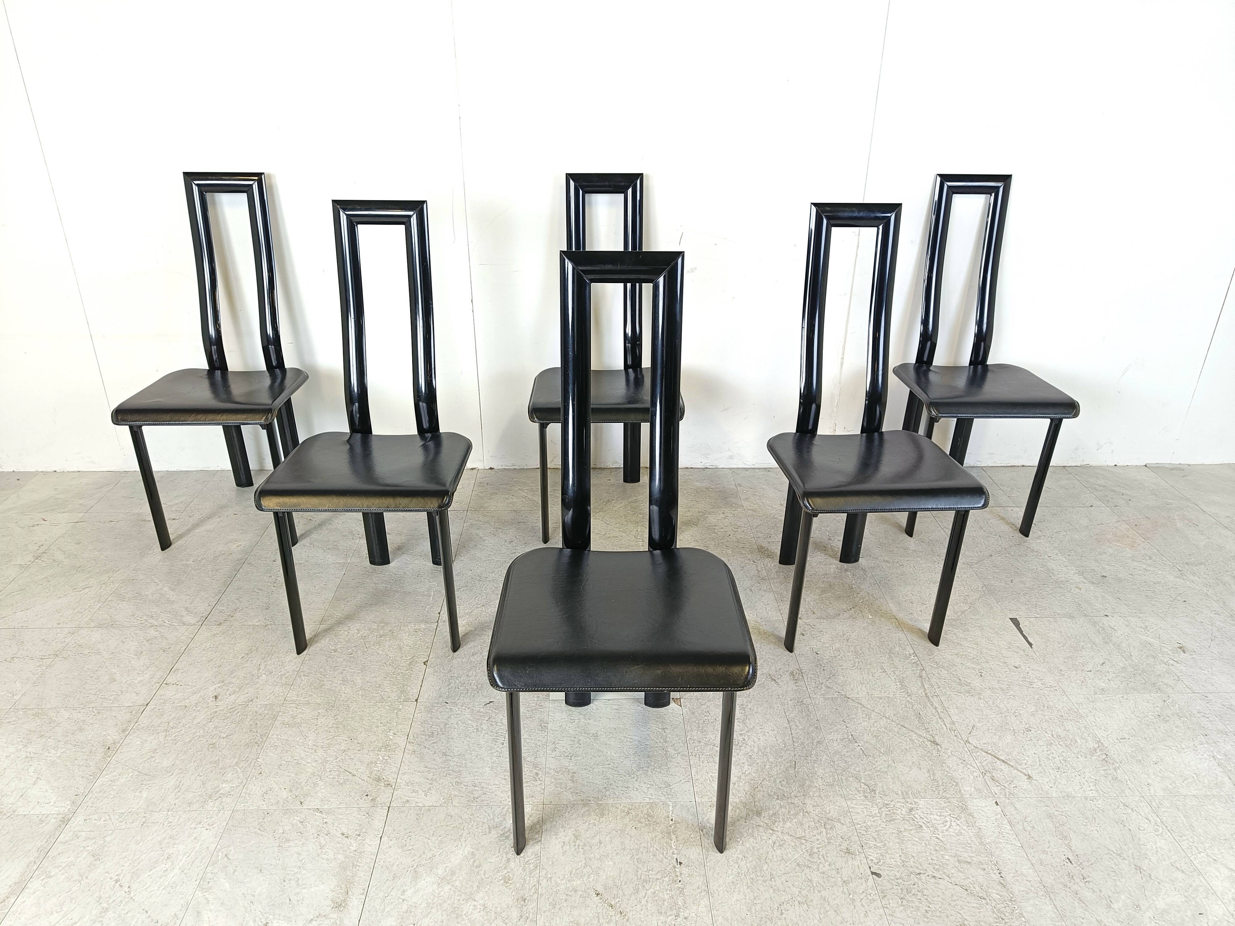 Italian Model Regia Dining Chairs by Antonello Mosca for Ycami, 1980s, Set of 6