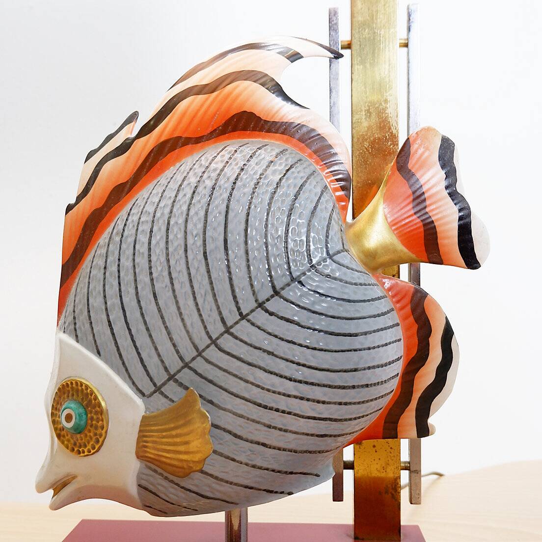 Giulia Mangani for Oggetti Porcelain Sculpture of Fish table Lamp