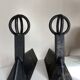 Paire de chenets modernistes mid century en fonte