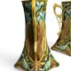 Art Nouveau, two barbotine vases from Onnaing around 1920.