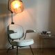 Fauteuil de coiffeur vintage avec casque transformé en lampe