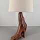 Brutalist stump lamp in olive wood 1950