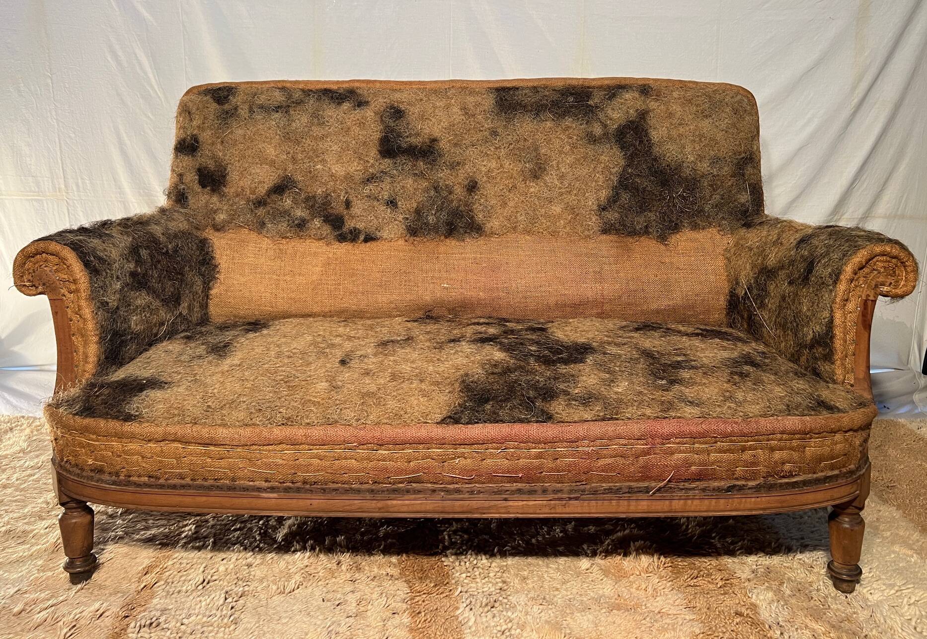 19th century Louis Philippe 3-seater sofa in walnut, ready to upholster