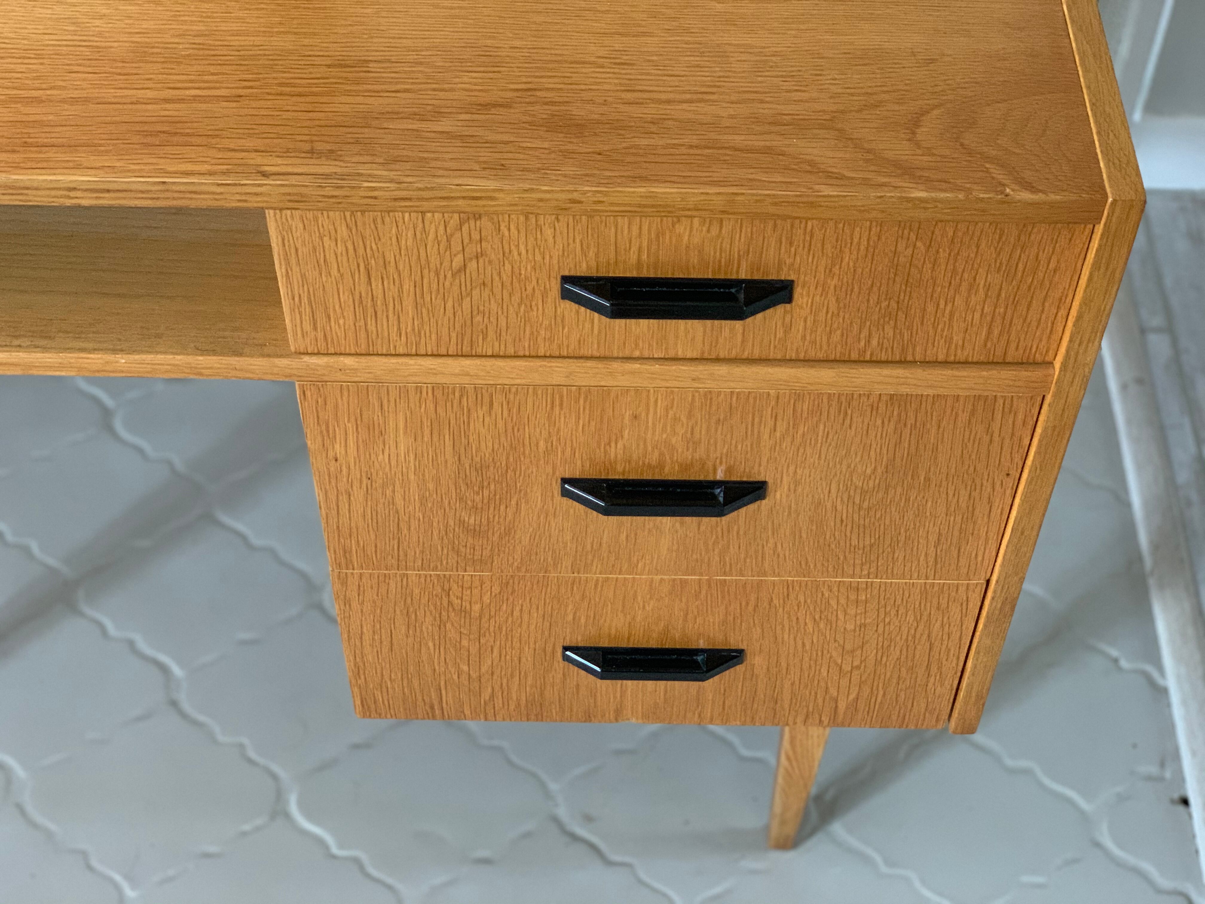 60s desk in light wood compass feet