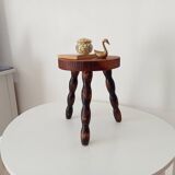 Vintage turned wood tripod stool