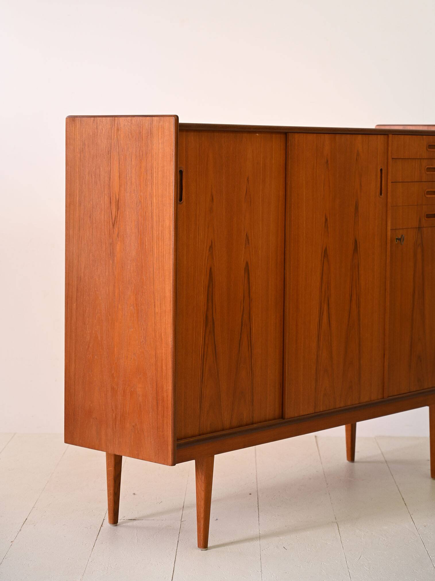 Vintage teak wood highboard