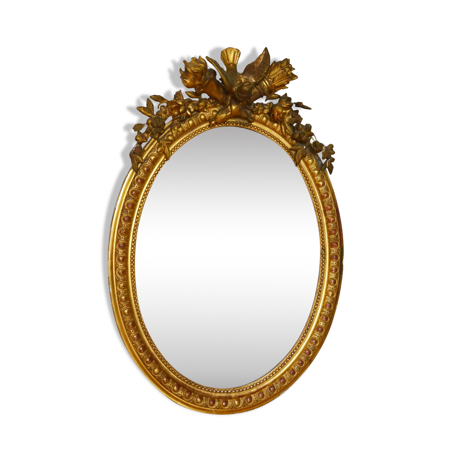 Mirror oval medallion 19th 90x61cm style Louis XVI