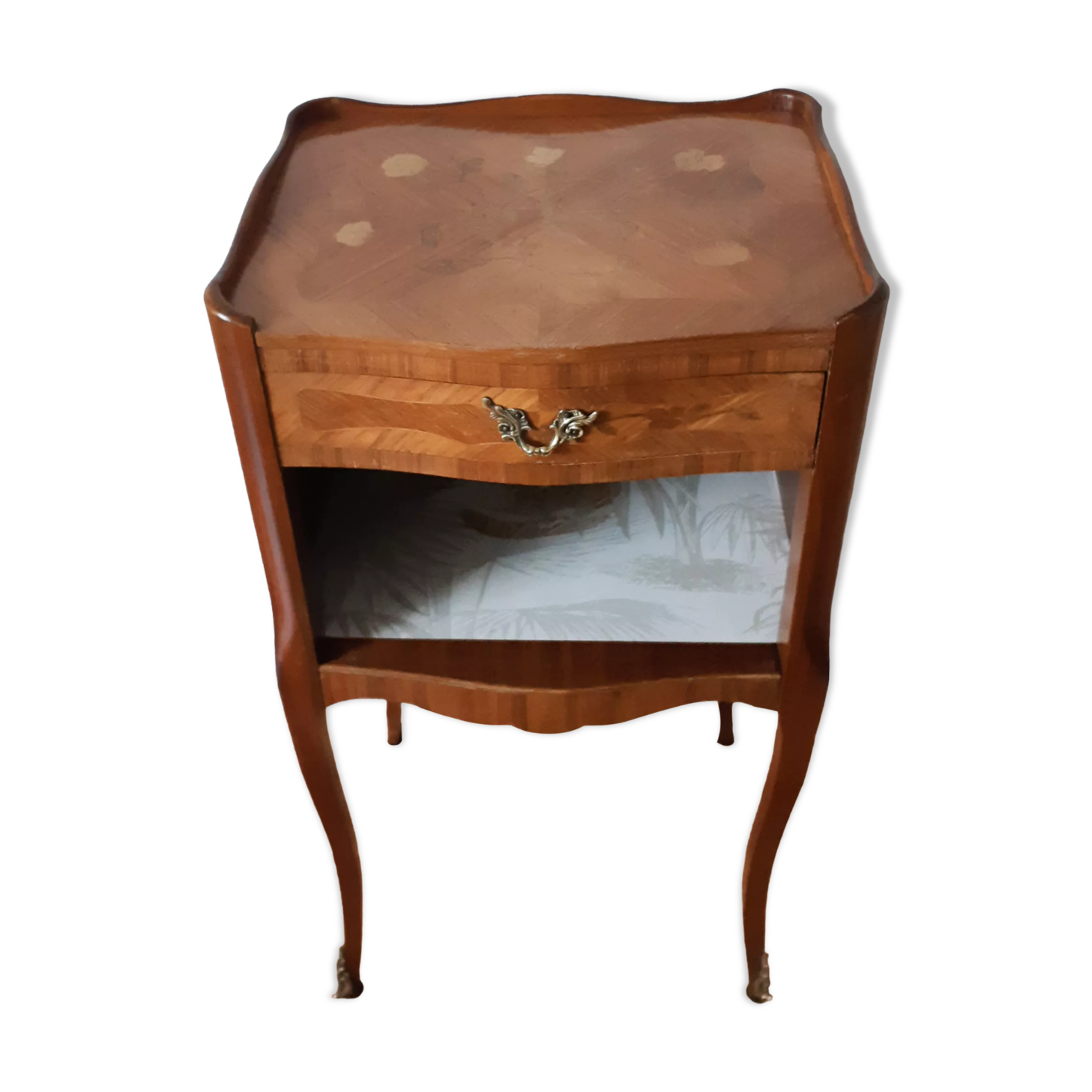 Bedside Louis XVI style wood, marquetry, vintage French