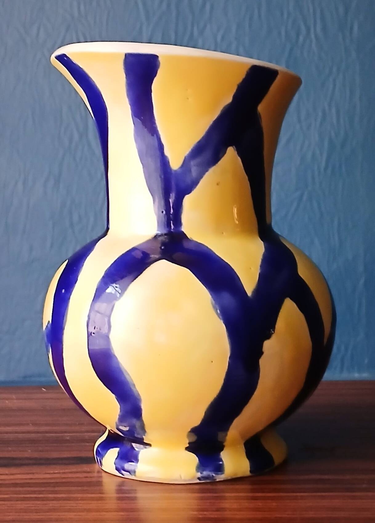 Free-form handmade vase in Art Deco style and period.