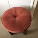 Mid-century ottoman in teak and salmon pink fabric - sculptural stool by G-Plan from the 1960s.