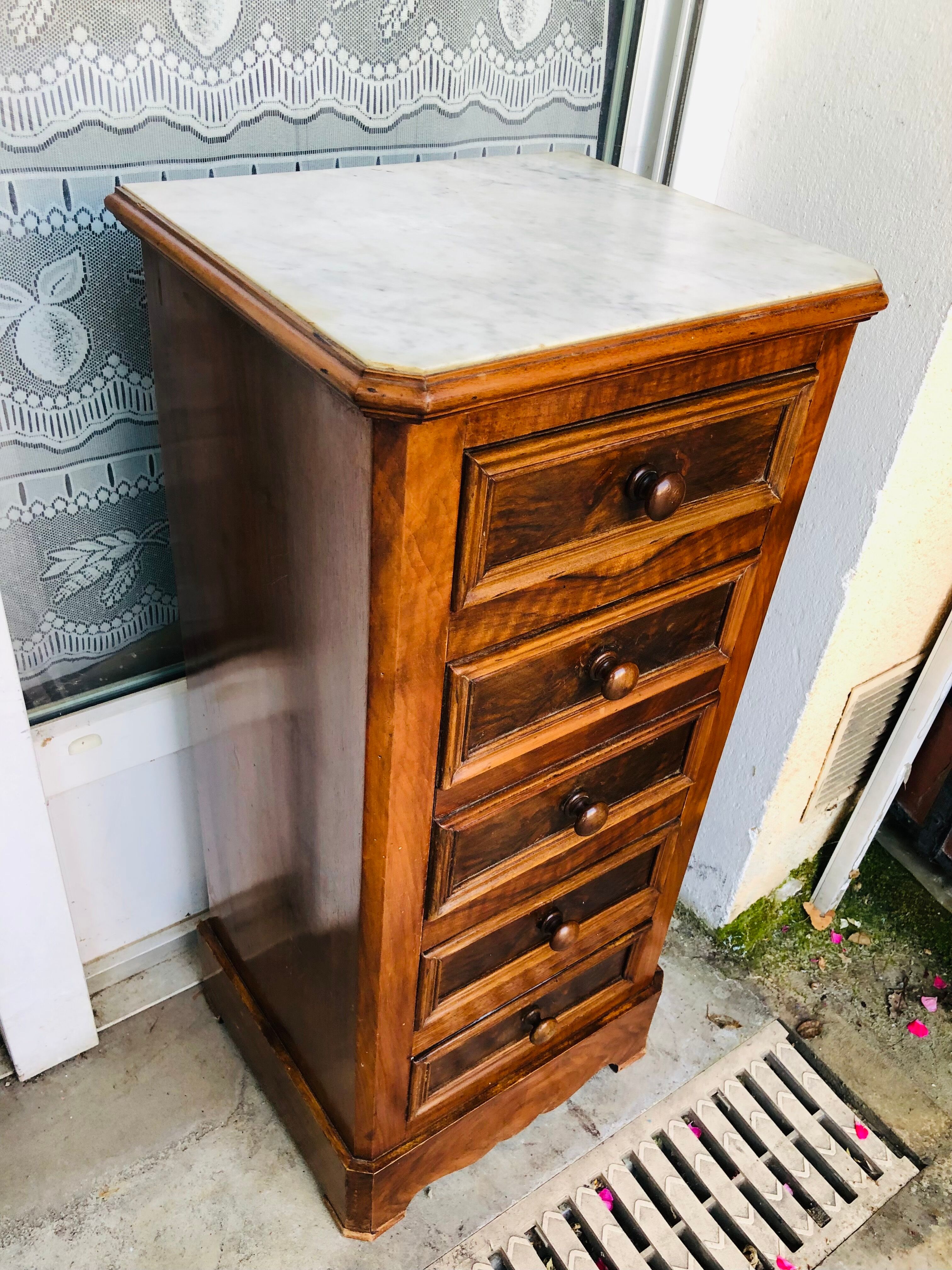 Old bedside, a niche and three drawers