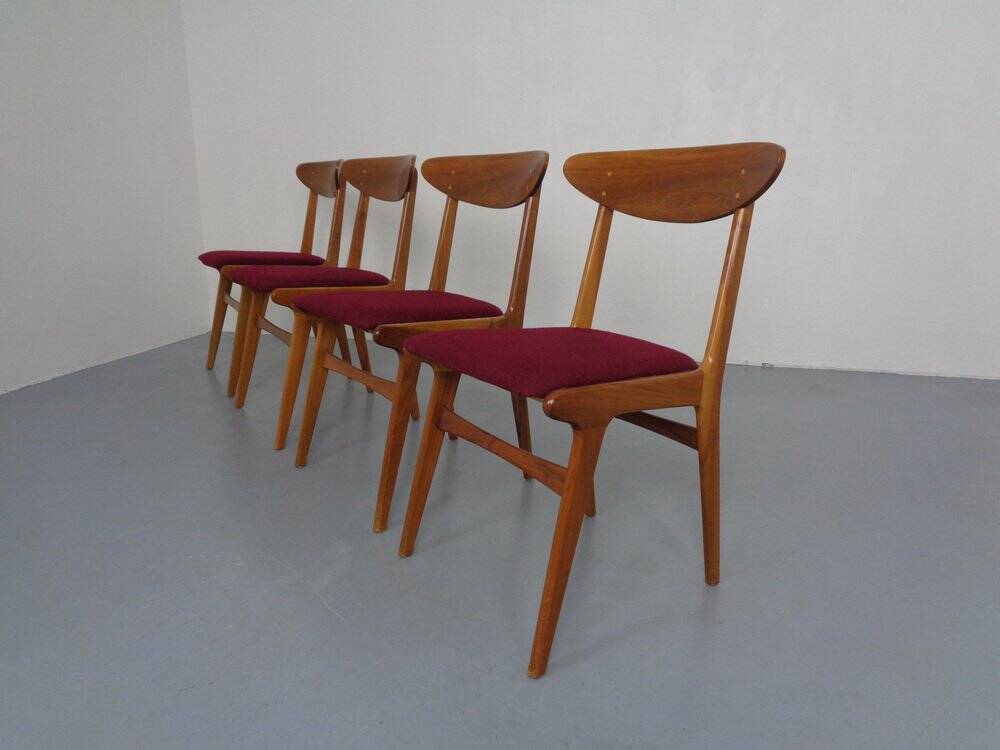 Mid-Century Walnut Dining Chairs, 1960s, Set of 4