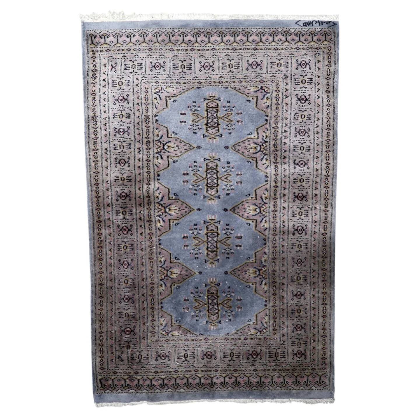 Vintage Uzbek Bukhara handmade rug 95 cm x 147 cm 1950s
