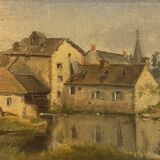 Oil on canvas representing a mill