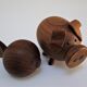 pig and fish wood teak vintage Scandinavian toy 60s