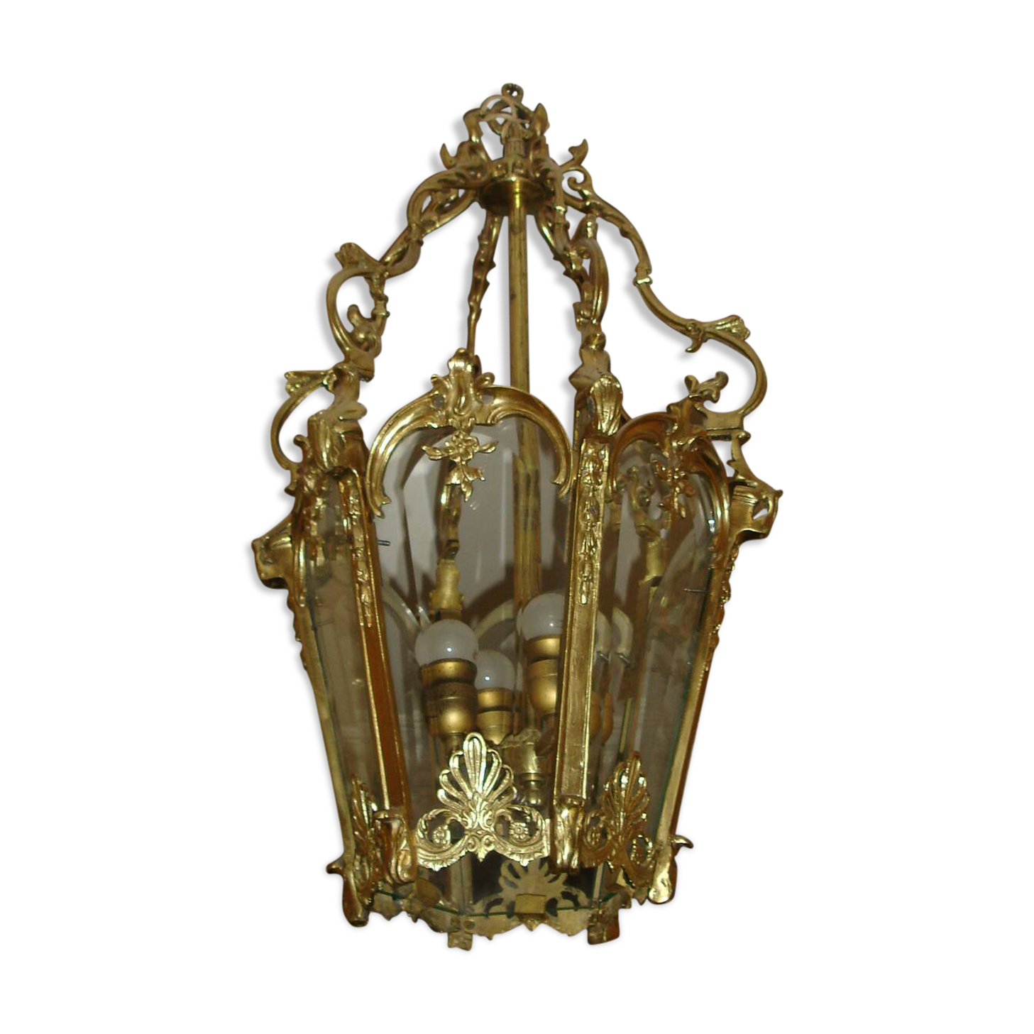 Lanterne a facette en bronze dore