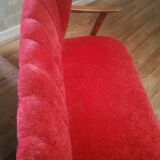 Scandinavian cocktail sofa red bi color, years 50 60 plush red black