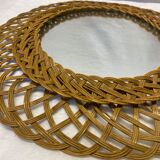 Artisanal vintage wicker mirror