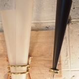 Paire applique lunel mid century texture perspex laiton dore noir