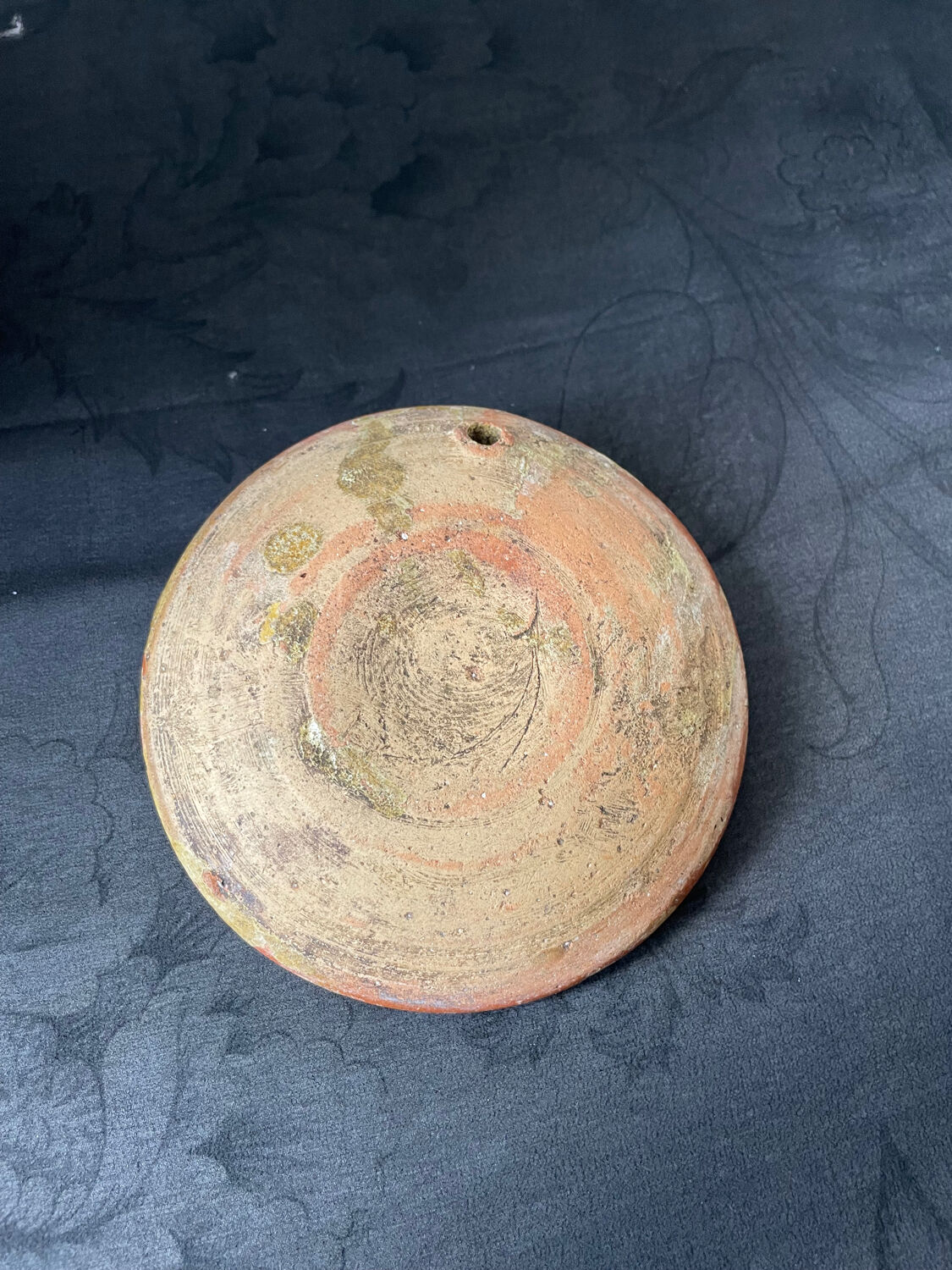 Cruche gargoulette chevrette en terre cuite jaune vernissé XIX eme siècle