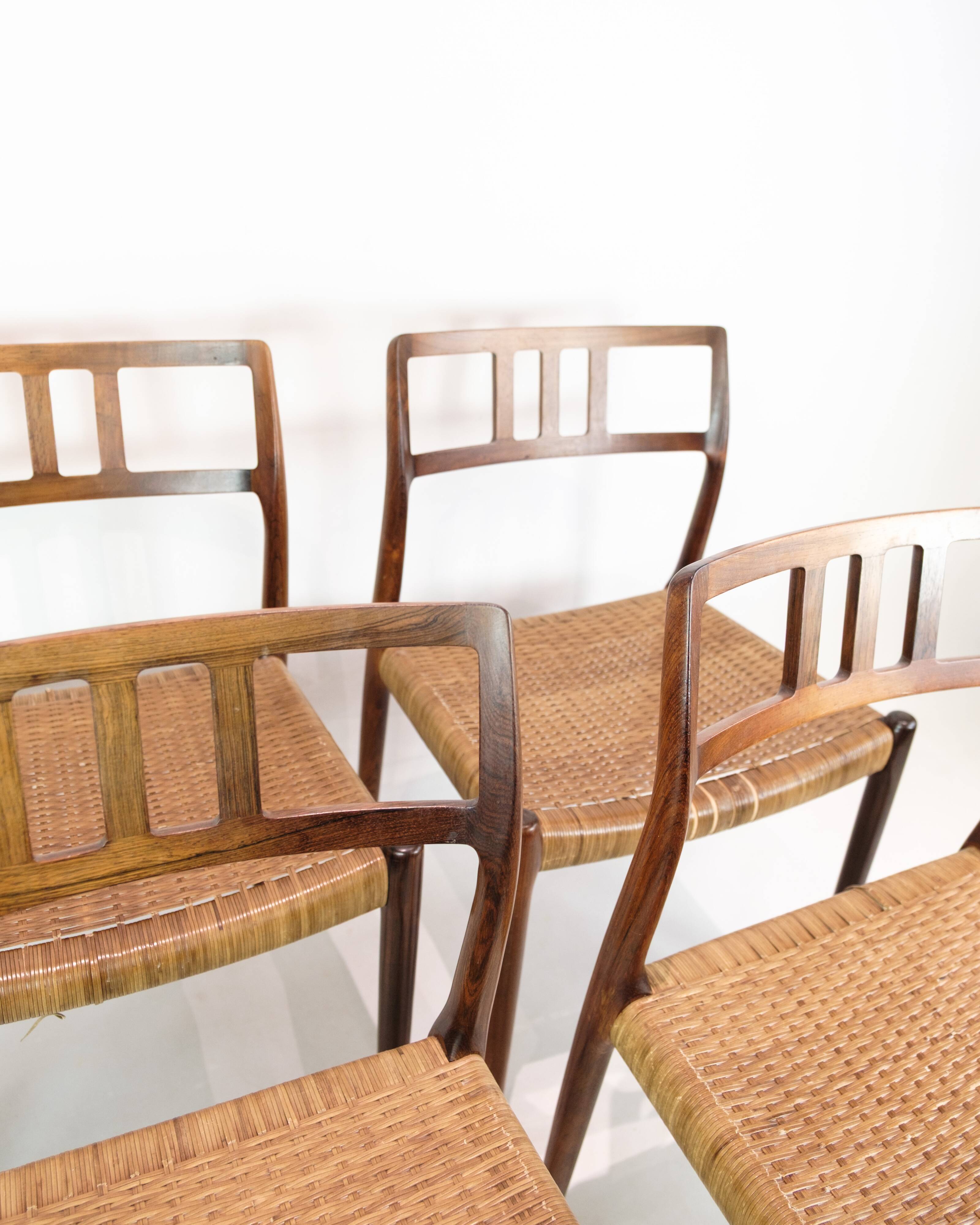 Set Of Four Dining Chairs Model 79 In Rosewood By N.O Møller For JL Møller