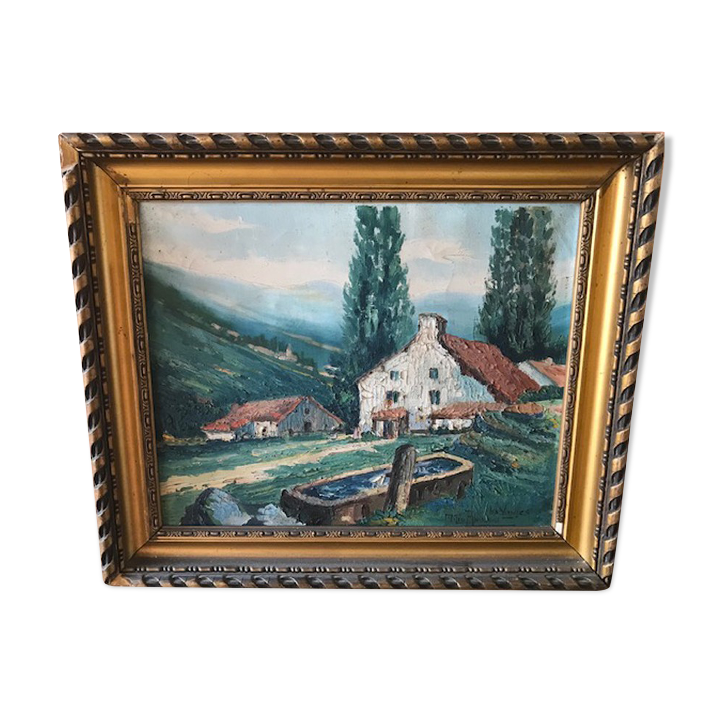 Oil on canvas painting landscape of the vosges signed Milio Burquin