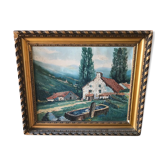 Peinture huile sur toile paysage des vosges signée Milio Burquin